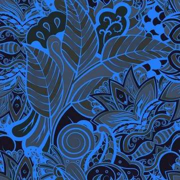 Tracery seamless pattern. Mehndi design. Dark sharp colors. 6 colors. Ethnic  Stock Illustration