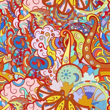 Tracery seamless pattern. Mehndi design. Ethnic doodle texture. Curved doodli Stock Illustration