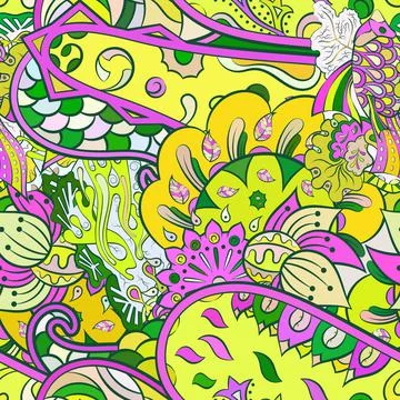 Tracery seamless pattern. Mehndi design. Ethnic doodle texture. Curved doodli Stock Illustration