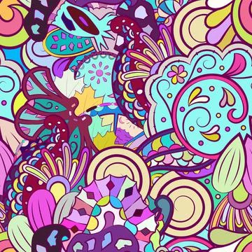 Tracery seamless pattern. Mehndi design. Ethnic doodle texture. Curved doodli Illustrazione stock