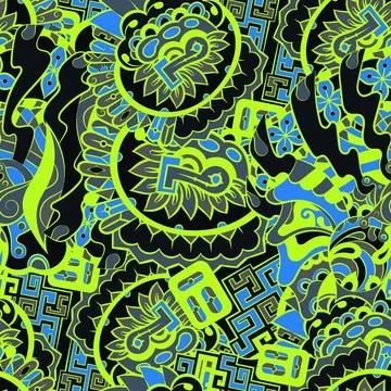 Tracery seamless pattern. Mehndi design. Dark sharp colors. 6 colors. Ethnic  스톡 일러스트