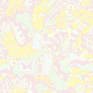 Tracery seamless pattern. Mehndi design. Pastel. 6 colors. Ethnic doodle text Stock-Illustration