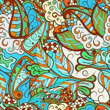 Tracery seamless pattern. Mehndi design. Ethnic doodle texture. Curved doodli イラスト素材