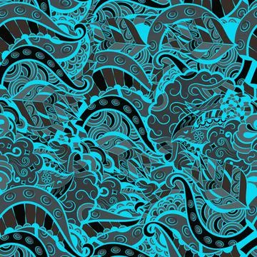 Tracery seamless pattern. Mehndi design. Dark sharp colors. 6 colors. Ethnic Stock Illustration