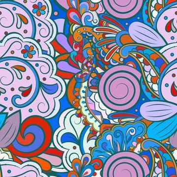 Tracery seamless pattern. Mehndi design. Ethnic doodle texture. Curved doodling Stock Illustration