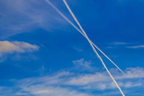 Traces of the airplane Stock Photos