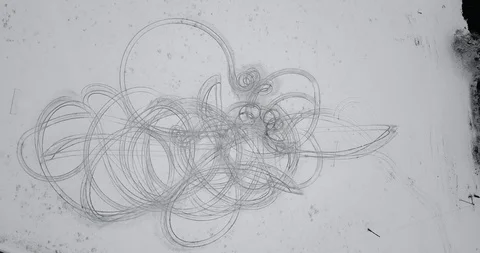 Traces drift flying drone in the snow circles winter Stock Footage 122601761