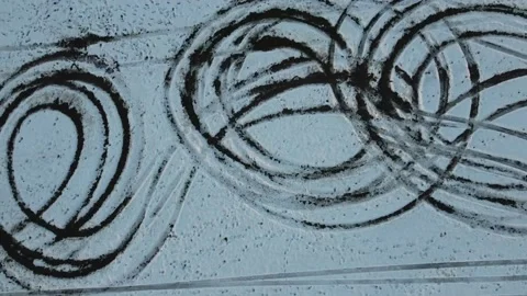 Traces Of Driving A Car In The Snow Stock Footage 168759529
