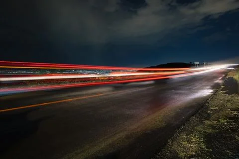 Traces of light on highway Stock Photos