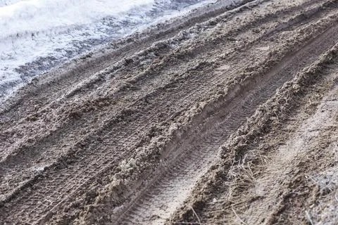 Traces of the machine on the ground Stock Photos