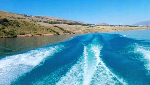 The Traces from motorboat. Stock Footage 92623677