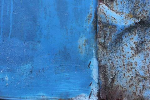 Traces Of Rust On Blue Metal Stock Photos