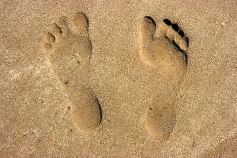 Traces on sand Stock Photos