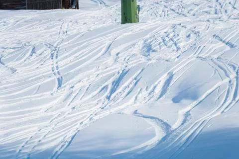 Traces on the snow 写真素材