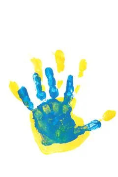 Traces stained hands isolated on white background. Stock Photos