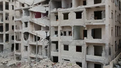 Traces of the Syrian War Stock Footage 125306515