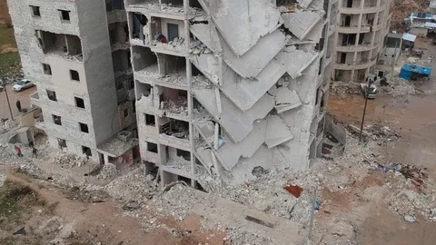 Traces of the Syrian War Stock Footage 125306519