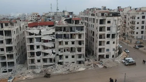 Traces of the Syrian War Stock Footage 125638671