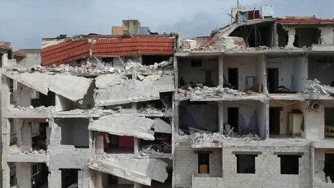 Traces of the Syrian War Stock Footage 125647965