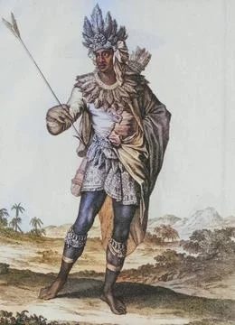 Tracht, Bekleidung, ein König der Mohren im Orient um 1700, Kupferstich vo.. Stock Photos