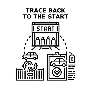 Tracing back the origin and starting point process Stock Illustration