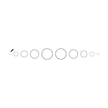Tracing circle line dotted element for kids worksheet, dotted line for writ.. Illustrazione stock