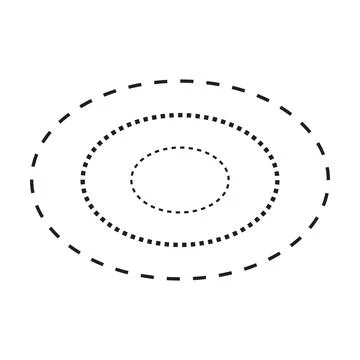 Tracing ellipse shape symbol, dashed and dotted broken line element Stock Illustration