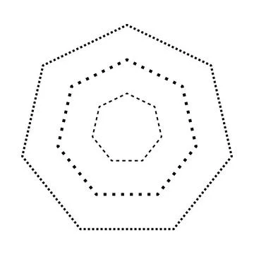 Tracing heptagon shape symbol, dashed and dotted broken line element  Stock Illustration
