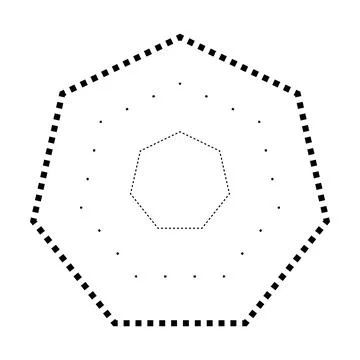 Tracing heptagon shape symbol, dashed and dotted broken line element  Stock Illustration
