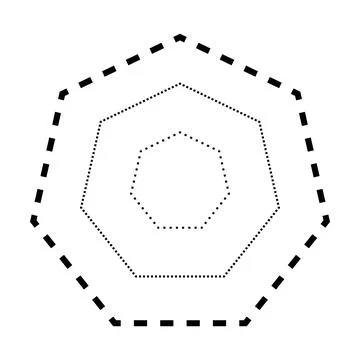 Tracing heptagon shape symbol, dashed and dotted broken line element  Stock Illustration