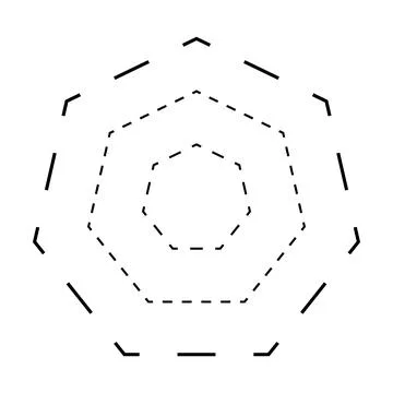 Tracing heptagon shape symbol, dashed and dotted broken line element  Stock Illustration