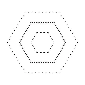 Tracing hexagon shape symbol, dashed and dotted broken line element Illustrazione stock