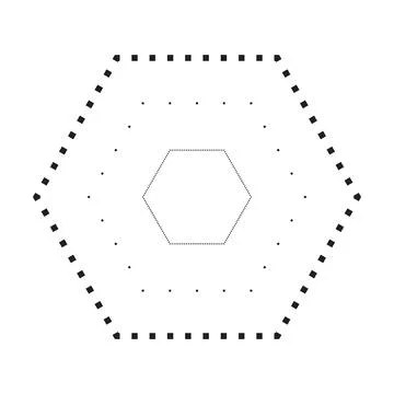 Tracing hexagon shape symbol, dashed and dotted broken line element Illustrazione stock