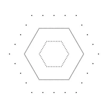 Tracing hexagon shape symbol, dashed and dotted broken line element Illustrazione stock