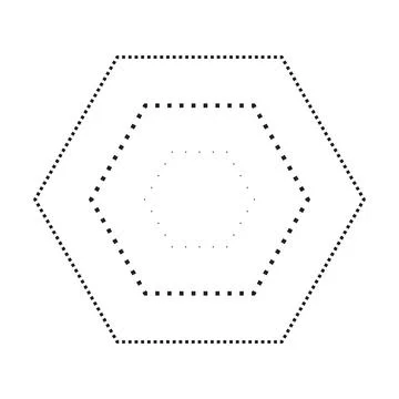 Tracing hexagon shape symbol, dashed and dotted broken line element Illustrazione stock