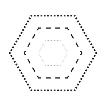 Tracing hexagon shape symbol, dashed and dotted broken line element Illustrazione stock