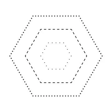 Tracing hexagon shape symbol, dashed and dotted broken line element Illustrazione stock