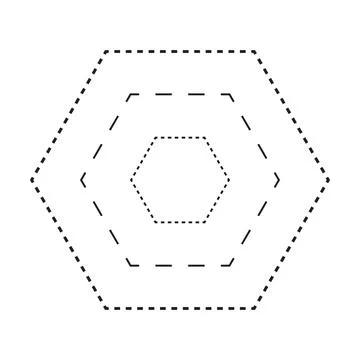 Tracing hexagon shape symbol, dashed and dotted broken line element Stock Illustration