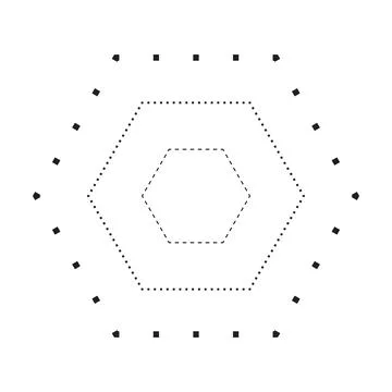 Tracing hexagon shape symbol, dashed and dotted broken line element Illustrazione stock