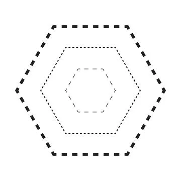 Tracing hexagon shape symbol, dashed and dotted broken line element Stock Illustration