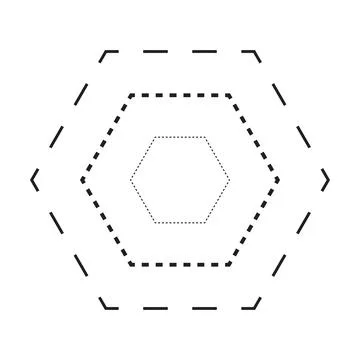 Tracing hexagon shape symbol, dashed and dotted broken line element Illustrazione stock