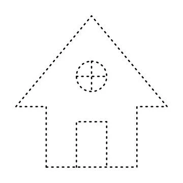 Tracing house dotted lines shape for preschool and kindergarten school kids Stock Illustration