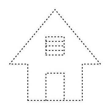 Tracing house dotted lines shape for preschool and kindergarten school kids Stock Illustration