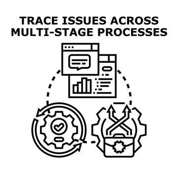 Tracing issues across multi stage business processes Stock Illustration