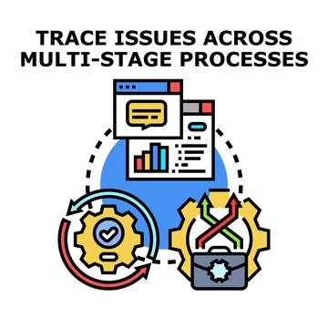 Tracing issues across multi stage business processes Stock Illustration