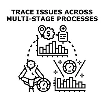 Tracing issues across multi stage business processes analyzing data 스톡 일러스트