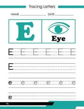 Tracing Letters E, Tracing Letters Vector, Alphabet Letter Design Stock Illustration