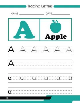 Tracing Letters A, Tracing Letters Vector, Alphabet Letter Design Stock Illustration