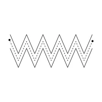 Tracing line dotted horizontal zig zag wavy element for kids worksheet, dot.. Stock Illustration