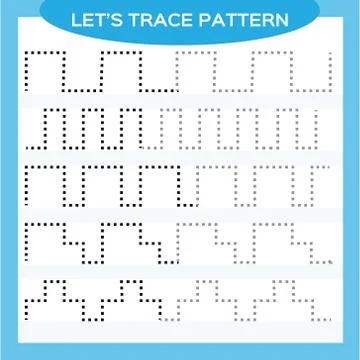 Tracing Lines Activity For Early Years. Special for preschool kids. Worksheet 스톡 일러스트